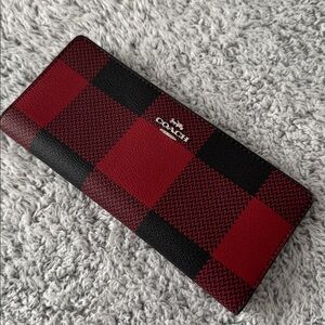Coach Slim Wallet with Buffalo Plaid Print